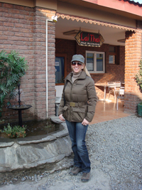 Jula Jane in Front of a Tai Restaurant at the NATO Base in Afghanistan. Best Food in Town!